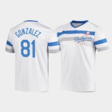 Men's Los Angeles Dodgers Victor Gonzalez White Cooperstown Collection V-Neck Jersey