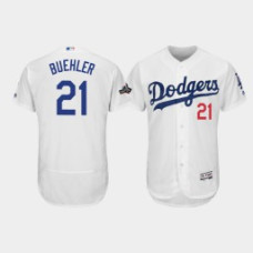 Men's Los Angeles Dodgers #21 Walker Buehler White 2019 Postseason Authentic Home Flex Base Jersey