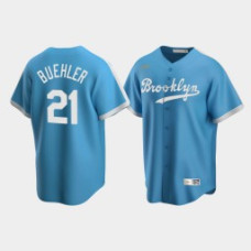 Men's Los Angeles Dodgers Walker Buehler #21 Light Blue Cooperstown Collection Alternate Jersey