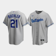 Men's Los Angeles Dodgers #21 Walker Buehler Gray Replica Nike Road Jersey