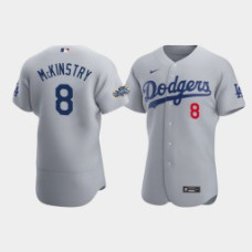 Men's Los Angeles Dodgers Zach McKinstry #8 Gray Authentic Patch Alternate Jersey