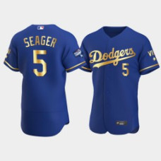 Men Los Angeles Dodgers Corey Seager Royal 2021 Gold Program World Series Champions Jersey