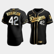 Men Los Angeles Dodgers Jackie Robinson Black 2021 Gold Program Golden Authentic Jersey