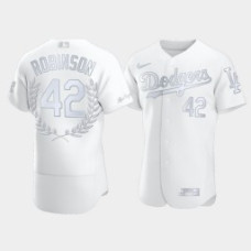 Men Los Angeles Dodgers Jackie Robinson White Jackie Robinson Day Platinum Edition Jersey