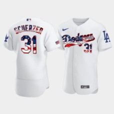Los Angeles Dodgers Max Scherzer White Independence Day Authentic Jersey
