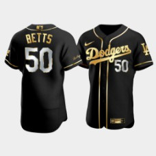 Men Los Angeles Dodgers Mookie Betts Black 2021 Gold Program Golden Authentic Jersey
