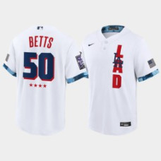 Men Los Angeles Dodgers Mookie Betts White 2021 MLB All-Star Game 4-Star Jersey