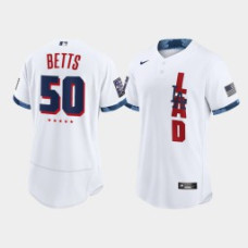 Men Los Angeles Dodgers Mookie Betts White 2021 MLB All-Star Game Authentic 5-Star Jersey