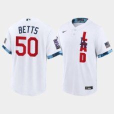 Men Los Angeles Dodgers #50 Mookie Betts White 2021 MLB All-Star Game Replica Jersey