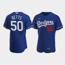 Men Los Angeles Dodgers Mookie Betts Royal Commemorative Patch Alternate Jersey