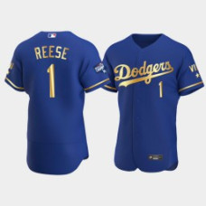 Men Los Angeles Dodgers Pee Wee Reese Royal 2021 Gold Program World Series Champions Jersey