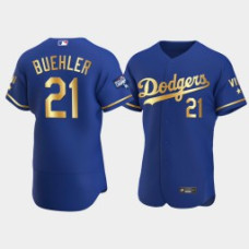 Men Los Angeles Dodgers Walker Buehler Royal 2021 Gold Program World Series Champions Jersey