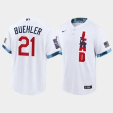 Men Los Angeles Dodgers #21 Walker Buehler White 2021 MLB All-Star Game Replica Jersey