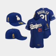Men Los Angeles Dodgers Walker Buehler Royal 7X Champs Trophy Jersey Cap Jersey