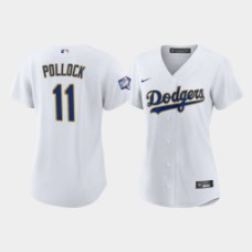 Women's Los Angeles Dodgers A.J. Pollock #11 White 2021 Gold Program Replica Jersey