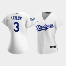Women's Los Angeles Dodgers Chris Taylor #3 White 2020 World Series Champions Replica Jersey
