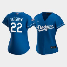 Women's Los Angeles Dodgers Clayton Kershaw #22 Royal 2020 World Series Champions Replica Jersey