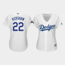 Women's Los Angeles Dodgers #22 Clayton Kershaw 2019 Postseason White Official Home Cool Base Jersey