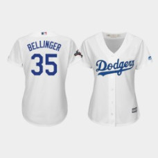 Women's Los Angeles Dodgers #35 Cody Bellinger 2019 Postseason White Official Home Cool Base Jersey