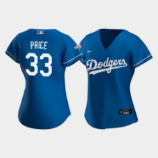 Women's Los Angeles Dodgers David Price #33 Royal 2020 World Series Champions Replica Jersey