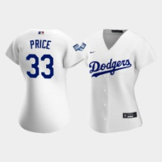 Women's Los Angeles Dodgers David Price #33 White 2020 World Series Champions Replica Jersey