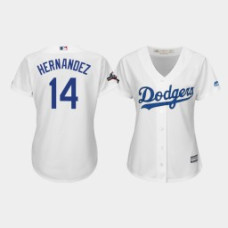 Women's Los Angeles Dodgers #14 Enrique Hernandez 2019 Postseason White Official Home Cool Base Jersey