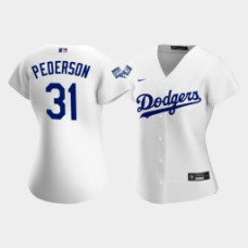 Women's Los Angeles Dodgers Joc Pederson #31 White 2020 World Series Champions Replica Jersey