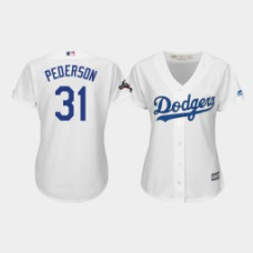 Women's Los Angeles Dodgers #31 Joc Pederson 2019 Postseason White Official Home Cool Base Jersey
