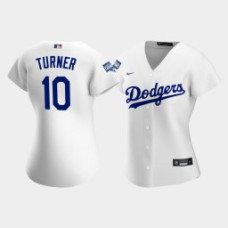 Women's Los Angeles Dodgers Justin Turner #10 White 2020 World Series Champions Replica Jersey