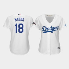Women's Los Angeles Dodgers #18 Kenta Maeda 2019 Postseason White Official Home Cool Base Jersey