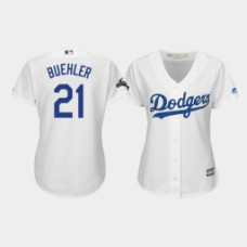 Women's Los Angeles Dodgers #21 Walker Buehler 2019 Postseason White Official Home Cool Base Jersey