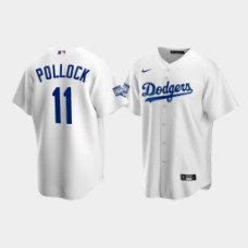 Youth Los Angeles Dodgers A.J. Pollock #11 White 2020 World Series Champions Home Replica Jersey