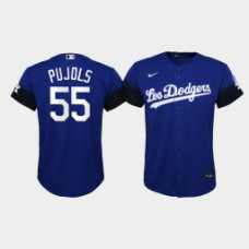Youth Los Angeles Dodgers Albert Pujols #55 Royal 2021 City Connect Replica Jersey