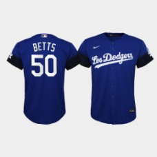 Youth Los Angeles Dodgers Mookie Betts #50 Royal 2021 City Connect Replica Jersey