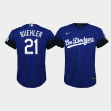 Youth Los Angeles Dodgers Walker Buehler #21 Royal 2021 City Connect Replica Jersey